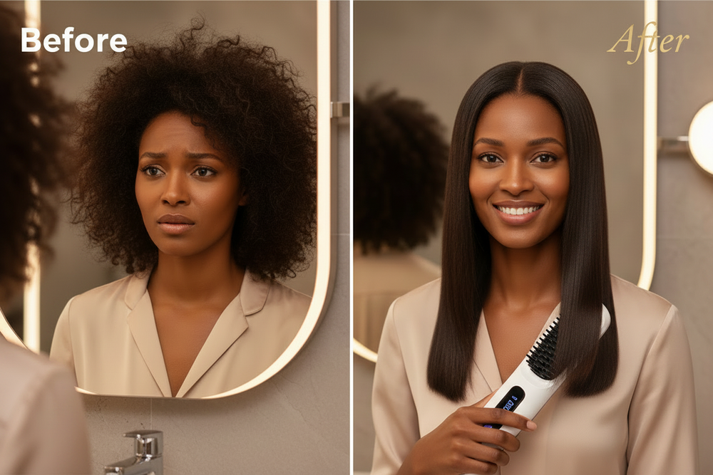 Before & After - Brush in Hair
